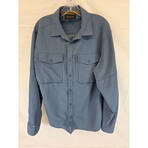 Brothers Sons Men M Blue Gray Long Sleeve Ventilated Fishing Hiking Shirt Pocket